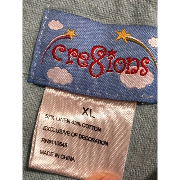 Cre8ions Linen Butterfly Embroidered Button Shirt XL Pastel Cottagecore Top Art - Picture 6 of 7